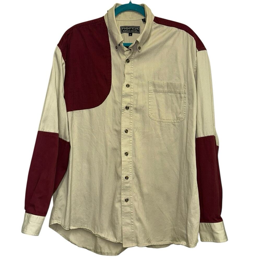 Roper Range Gear XL Western Button Down‎ Shirt Colorblock Ranch Cowboy Workwear